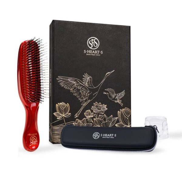 Набор подарочный с расческой для кожи головы и волос "Ворлд Премиум" Scalp Brush World Premium красная